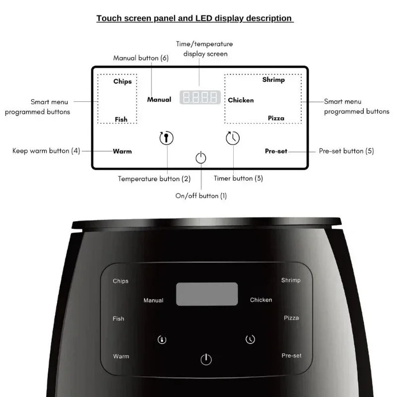 Silver Crest S-18 Air Fryer XL – Digital Touch Screen | Oil-Free Healthy Cooking (4 Presets)
