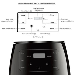 Silver Crest S-18 Air Fryer XL – Digital Touch Screen | Oil-Free Healthy Cooking (4 Presets)