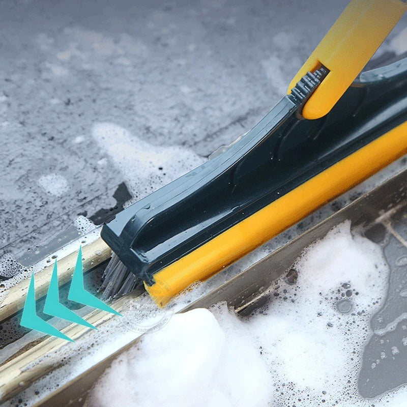 2 in 1 Brush Mop with Squeegee – Floor Scrubber & Water Wiper Cleaning Tool