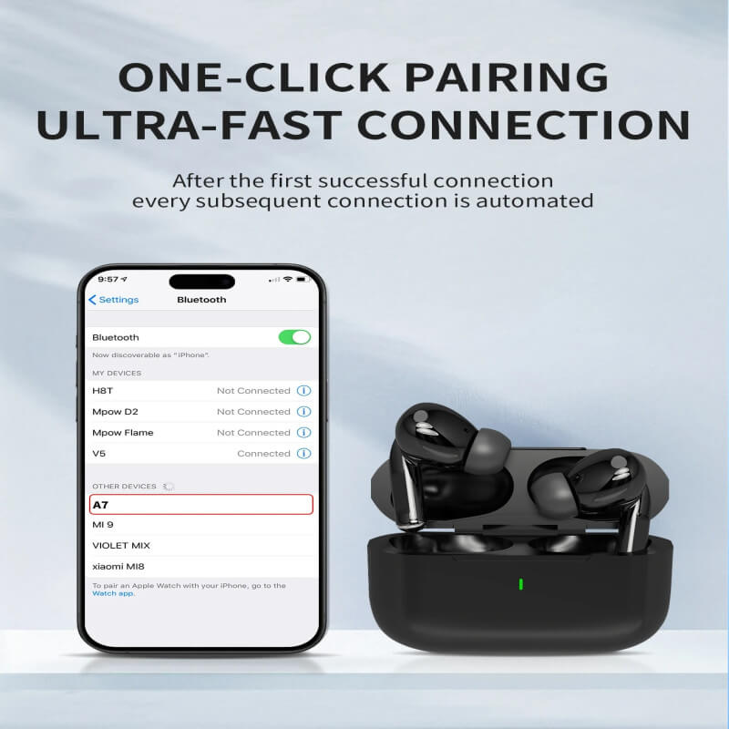 Wireless Bluetooth Earbuds (Black) – HD Sound, Noise Reduction & Charging Case