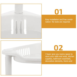 3 Layer Corner Rack – Plastic Kitchen & Bathroom Storage Shelf (Space Saving)