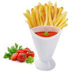 Fries Holder with Sauce Compartment – Snack Serving Cup | French Fries & Dip Holder Bowl