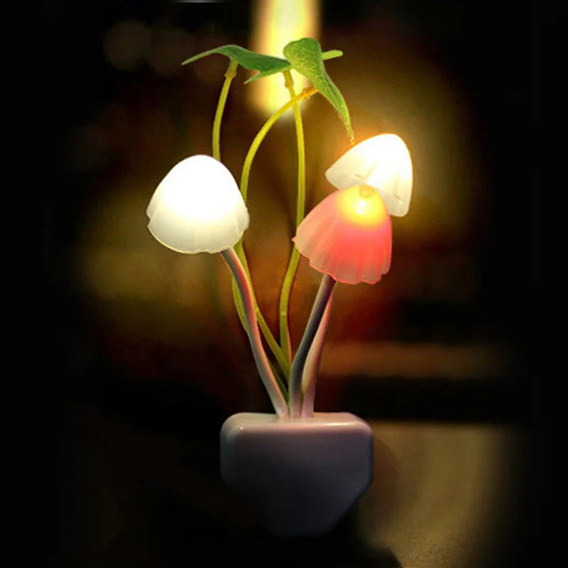 Pack of 2 Colorful Mushroom LED Night Light – Automatic Sensor Lamp for Bedroom & Kids Room
