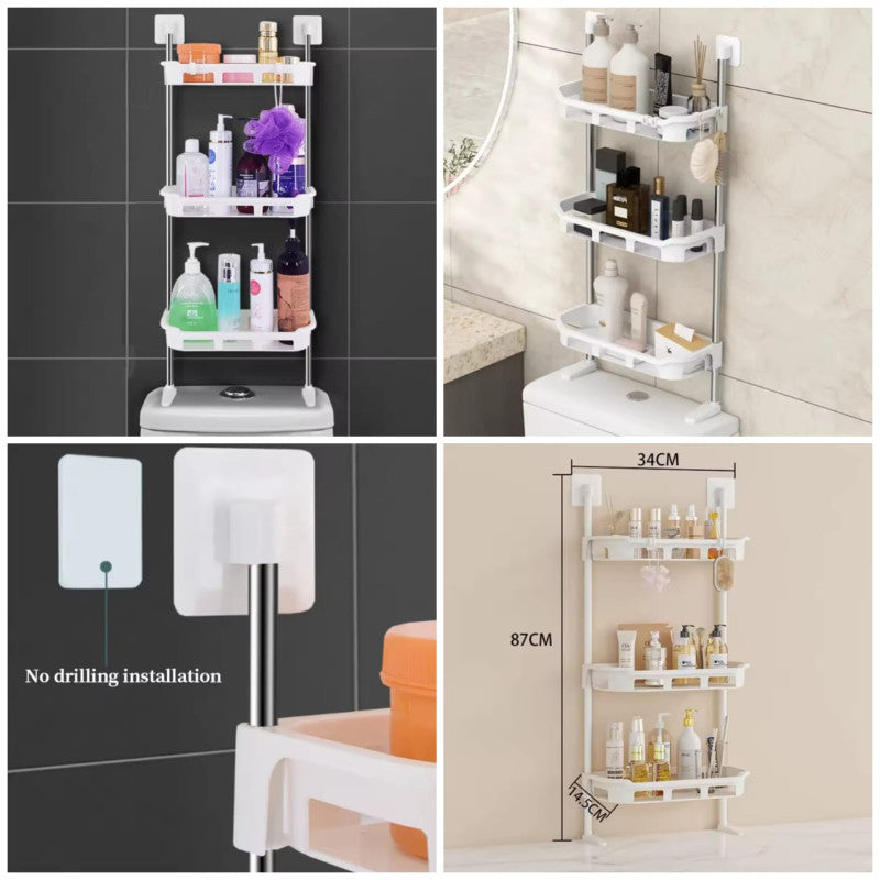 3 Layer Bathroom Storage Rack – Wall Mounted Organizer Shelf for Toiletries & Accessories