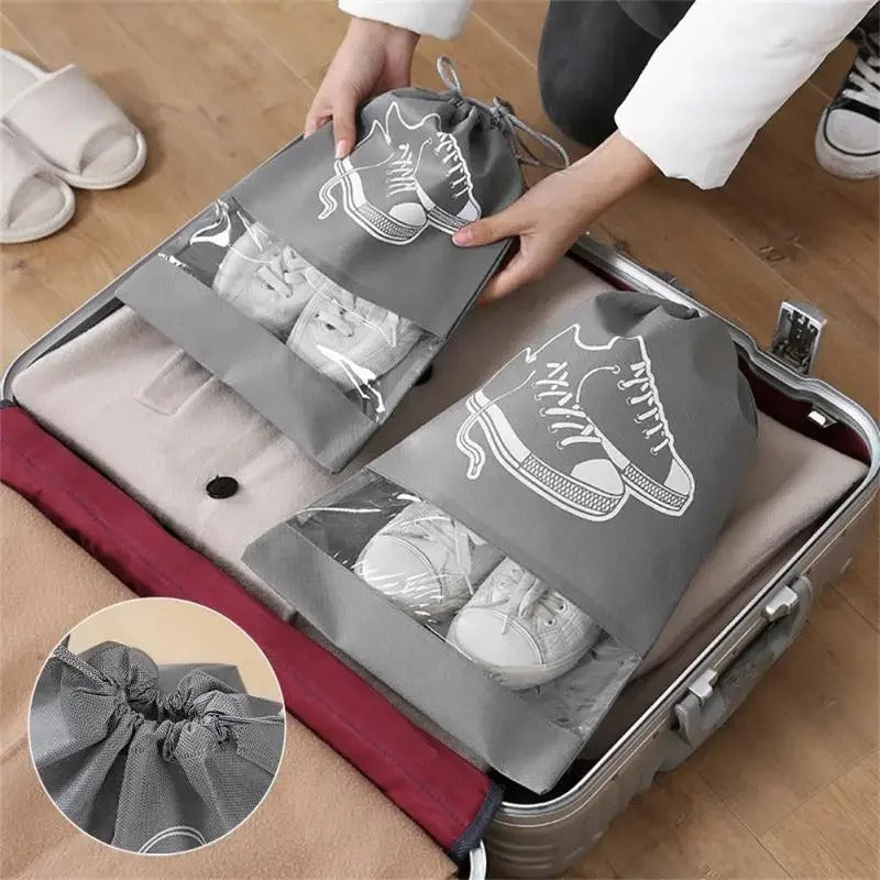 Pack of 3 Non-Printed Shoes Storage Bag – Travel Drawstring Shoe Organizer (Dustproof)