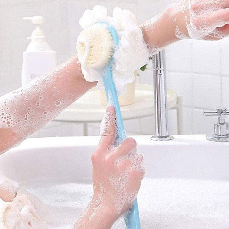Bath Stick Loofah with Long Handle – 2 in 1 Body Scrubber & Shower Brush