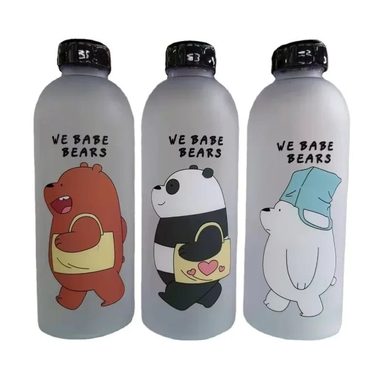 Panda Bear Transparent Water Bottle – Cute Straw Bottle (Leakproof & BPA Free)