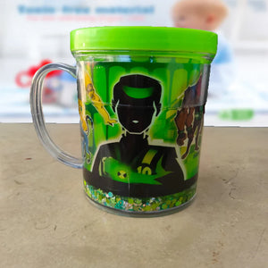 Kids Glitter Mug – Cartoon Fun Cup with Sparkle Effect (With Lid)