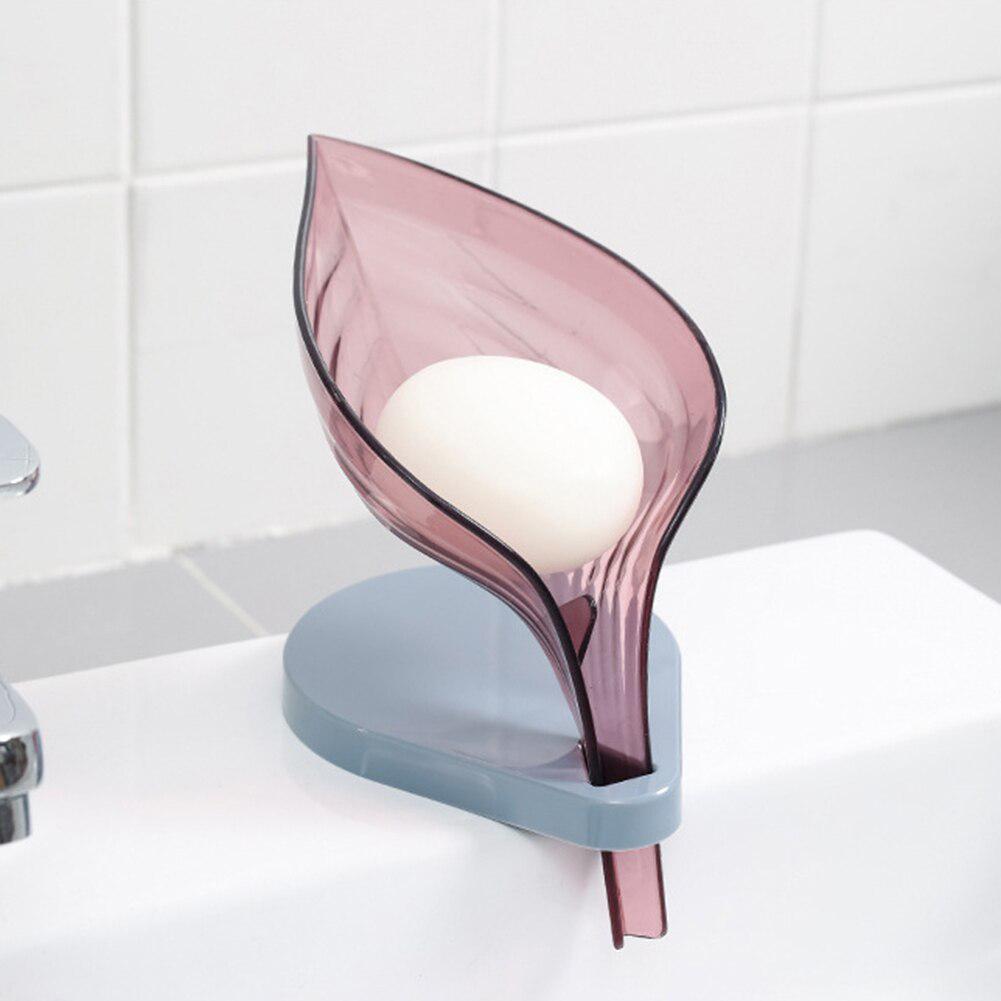 Pack of 2 Soap Leaf Holder – Self Draining Leaf Soap Dish with Suction Base | Bathroom Sink Organizer