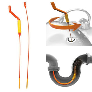 Pack of 2 Hair Removal Drain Cleaner Stick – Flexible Pipe Cleaning Tool | Anti-Clog Sink & Bathroom Drain Cleaner