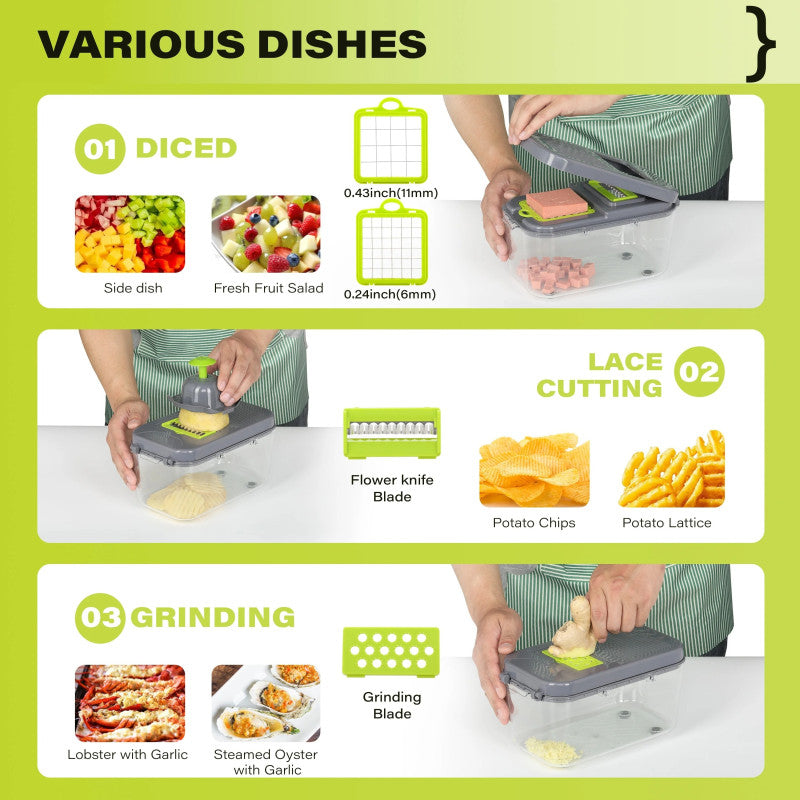 22 in 1 Mandoline Vegetable Chopper – Multi Cutter, Slicer & Grater | Kitchen Food Processor