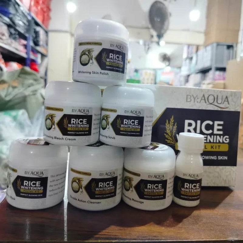 Aqua Rice Whitening Facial Kit – 6 Step Glow Facial Set | Brightening & Smooth Skin Care Kit