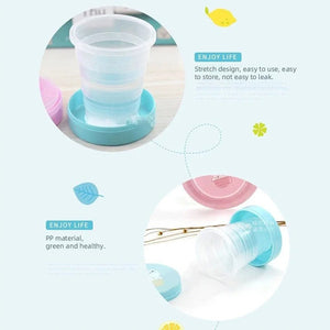 Pack of 2 Magic Glass – Collapsible Foldable Kids Cup with Lid (Portable & Cute Design)