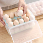 15 Grid Egg Storage Box – Classic Fridge Egg Tray with Lid | Stackable Egg Holder Container