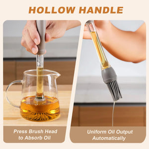 Pack of 2 Oil Push Silicone Brush – BBQ Oil Dispenser Brush for Cooking & Baking