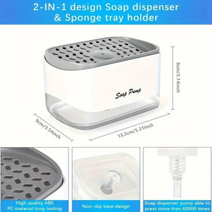 2-in-1 Soap Pump Caddy – Liquid Soap Dispenser with Sponge Holder (Press Type)