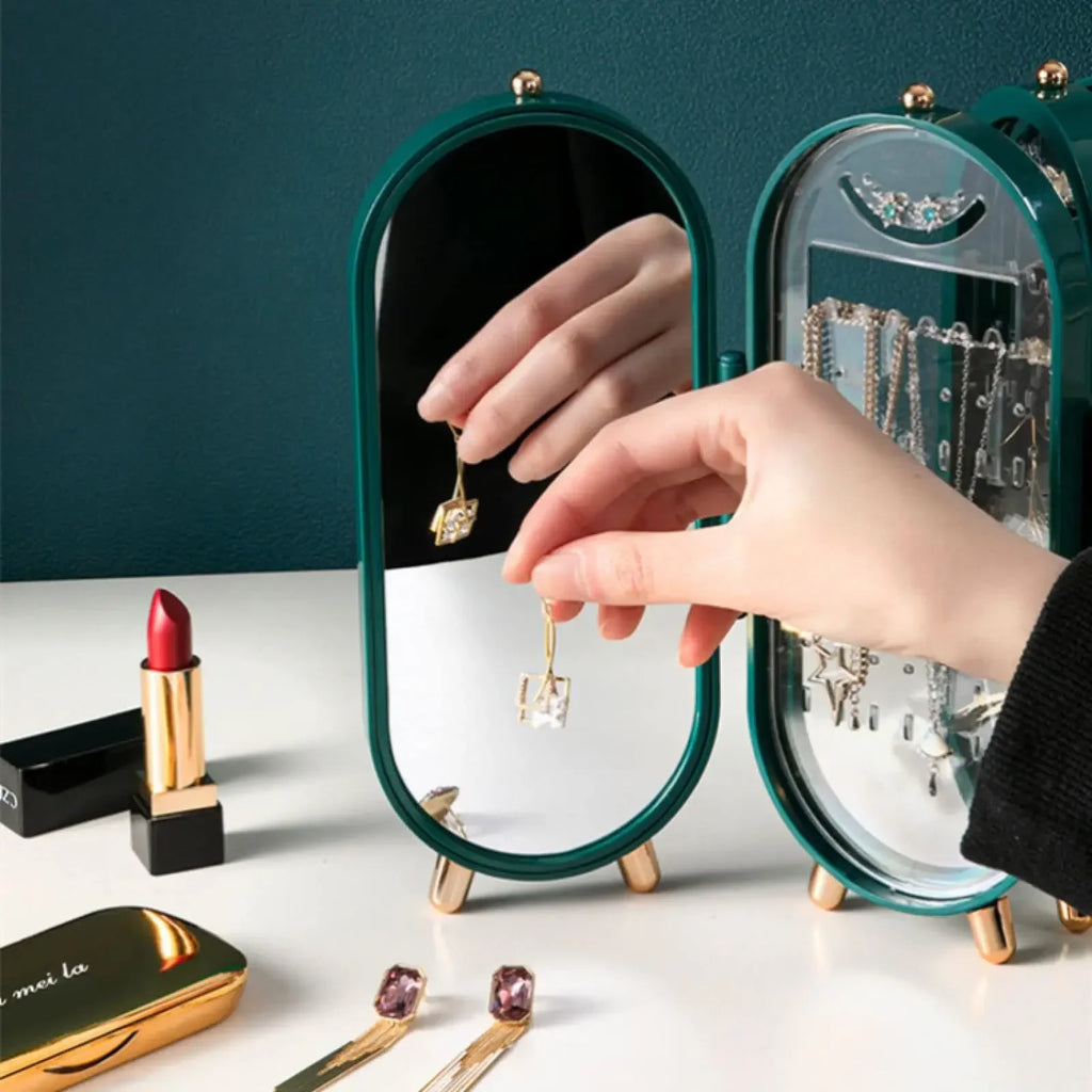 Book Style Jewellery Organizer Box with Mirror – Large Storage Case