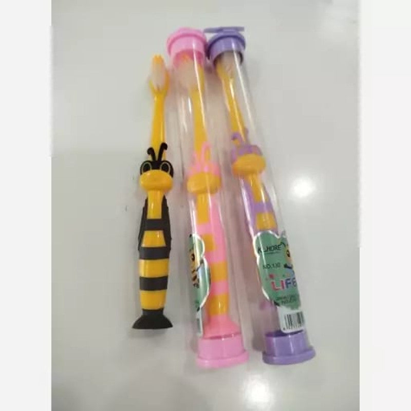 Pack of 2 Bumblebee Kids Toothbrush with Suction Cup – Soft Bristles Cartoon Brush for Children