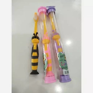 Pack of 2 Bumblebee Kids Toothbrush with Suction Cup – Soft Bristles Cartoon Brush for Children
