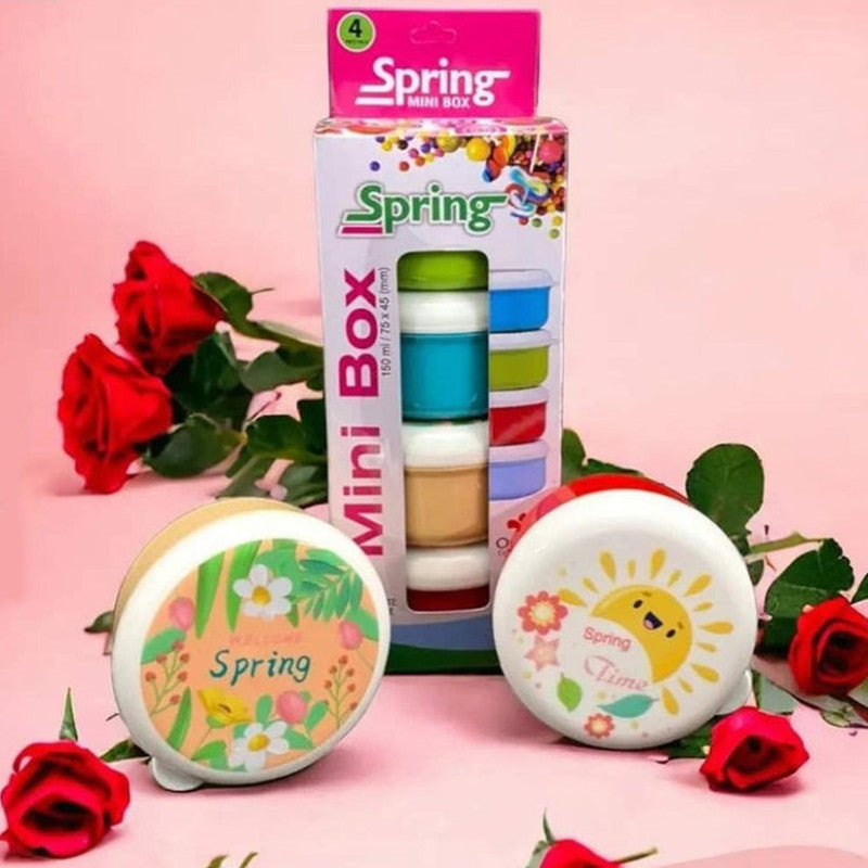 Mini Spring Storage Box Pack of 4 – Cute Airtight Multi-Purpose Containers