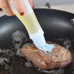 Pack of 2 BBQ Oil Brush Bottle – Silicone Basting Brush with Dispenser