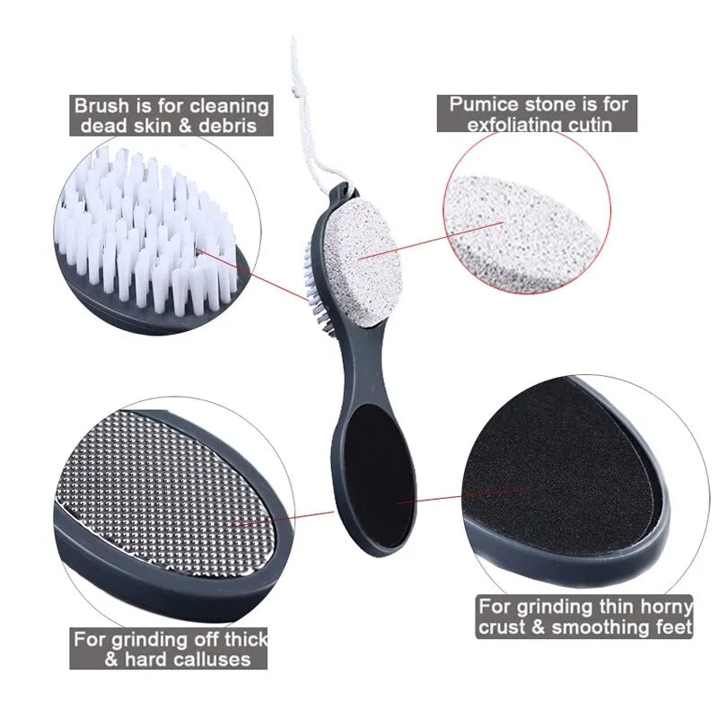4-in-1 Foot Filer & Scrubber – Callus Remover, Dead Skin Cleaner & Pedicure Brush Tool