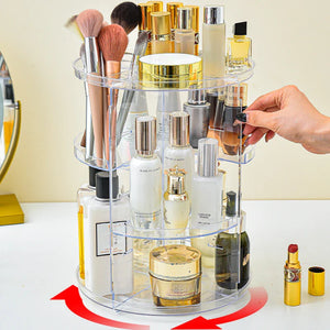 Diamond Cut Makeup Organizer (10 Inch) – 360° Rotating Cosmetic Storage Box