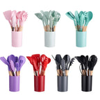 12 Pcs Silicone Kitchen Utensil Set with Holder – Heat Resistant Cooking Spoon Set