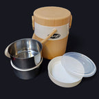 Mega Lunch Carrier Small – Insulated Tiffin Box with 2 Steel Bowls & 1 Plastic Bowl