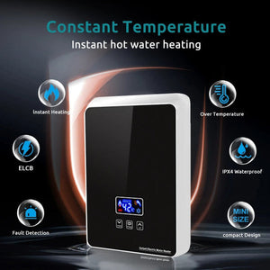 Instant Tankless Electric Water Heater – LCD Display | Energy Saving Instant Geyser for Home