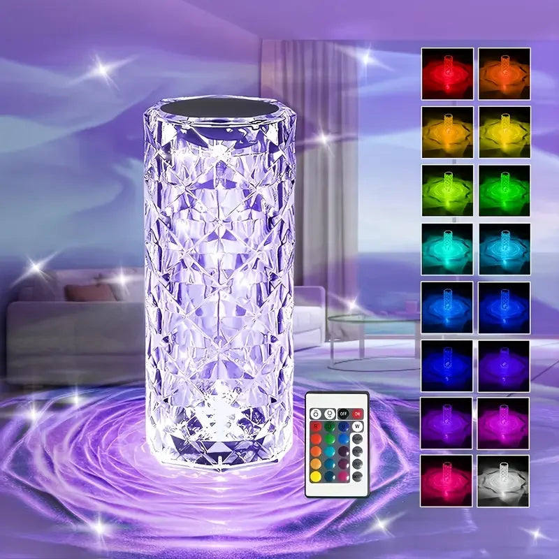 Crystal RGB Touch Lamp – Diamond LED Night Light with Remote (Multicolor Ambient Lamp)