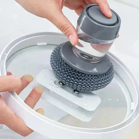Pack of 2 Automatic Liquid Dispensing Palm Brush – Multi-Purpose Kitchen Cleaning Brush