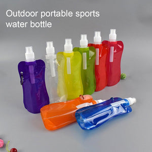 Pack of 2 Foldable Water Bottle Bag – Portable Collapsible Outdoor Water Pouch with Hook