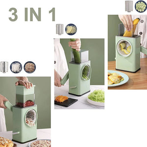 Manual Rotary Vegetable Cutter – Multi Blade Kitchen Slicer & Grater | Camera Style Vegetable Chopper