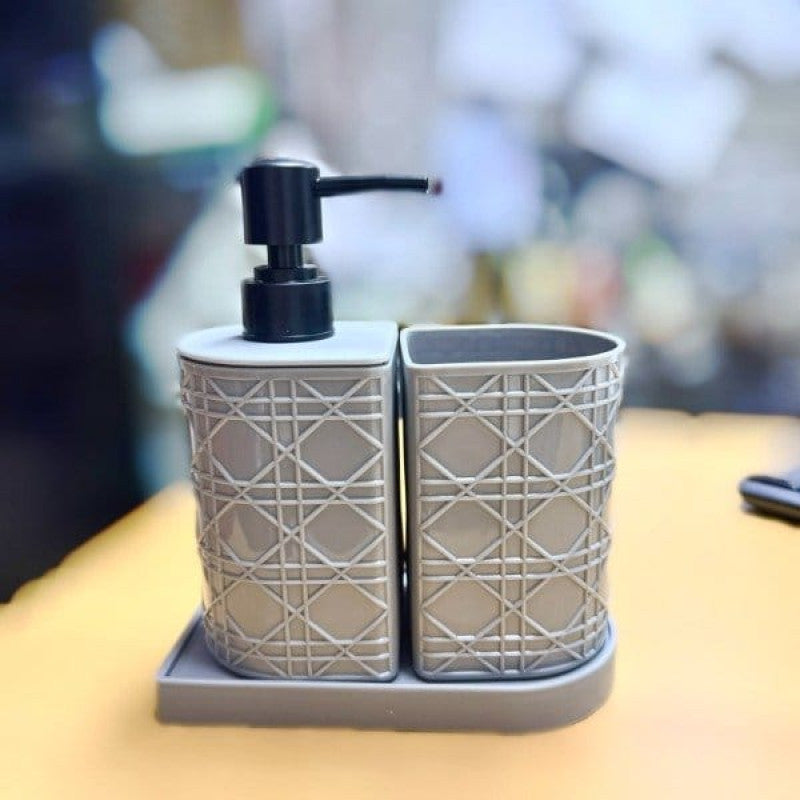 Luxury Bathroom Set – Soap Dispenser + Toothbrush Holder (Pack of 2)