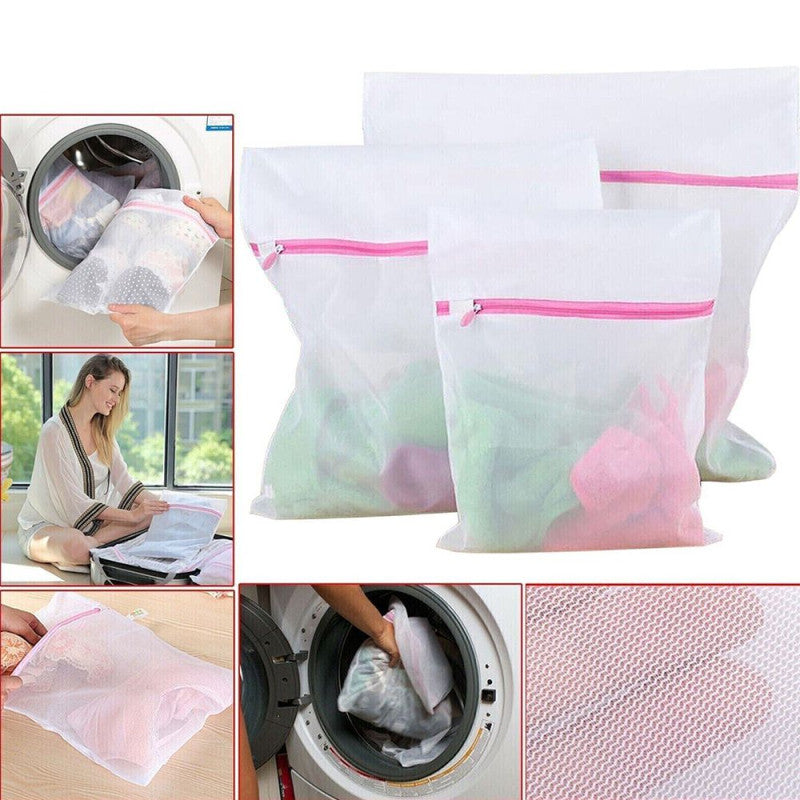 Pack of 2 Mesh Laundry Bag – Zippered Washing Machine Protection Net Pouch