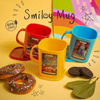 Pack of 2 Smiley Mug with Lid – BPA Free Kids Cartoon Mug (Leak-Resistant Cover)