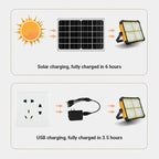 200W Solar LED Flood Light – Rechargeable Dimmable Outdoor Light with USB & Solar Charging (IP66 Waterproof)