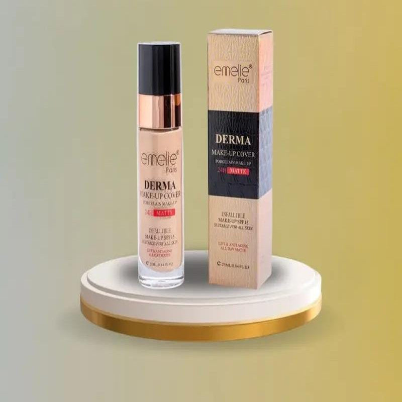 Emelie Paris Derma 24H Matte Foundation – Full Coverage Waterproof Long Lasting Makeup Base