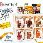 Master Chef Spice Jar Set (6 Pcs) – Kitchen Masala Organizer with Rack & Spoon