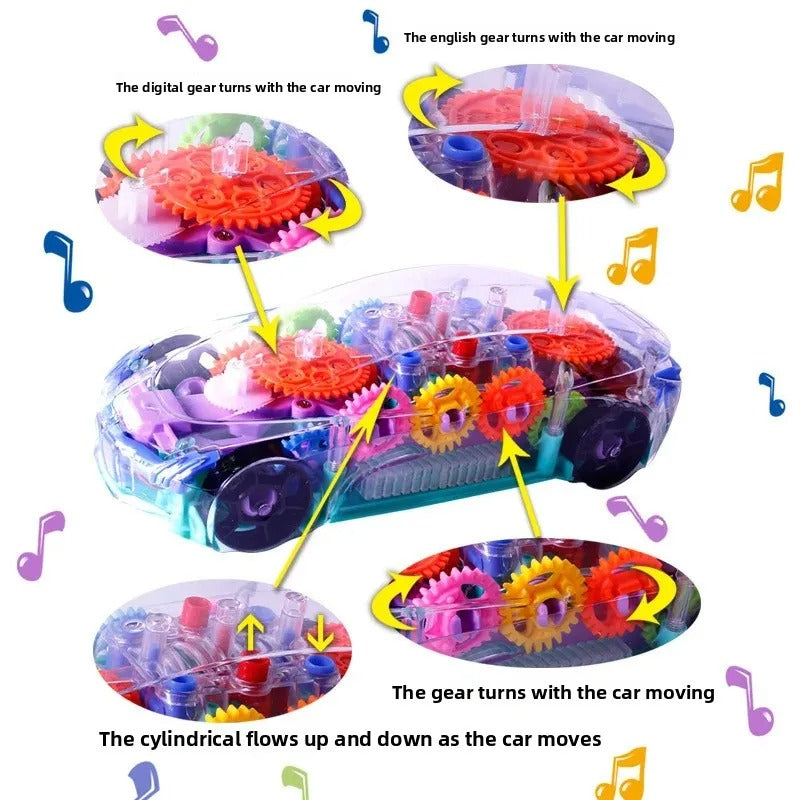 Transparent Police Concept Car Toy for Kids – Light & Gear Motion Puzzle Car