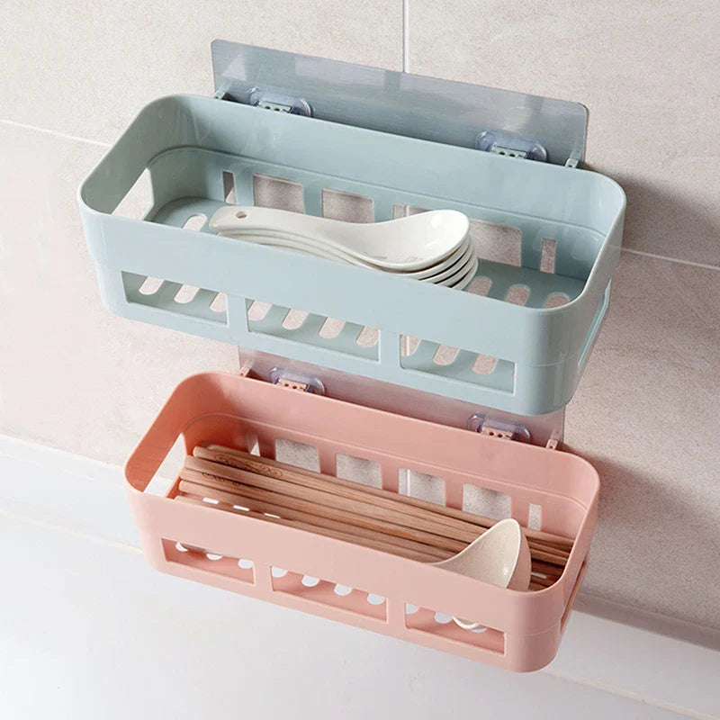 Pack of 2 Wall Mounted Bathroom Shelf – No Drill Storage Rack for Shampoo & Accessories