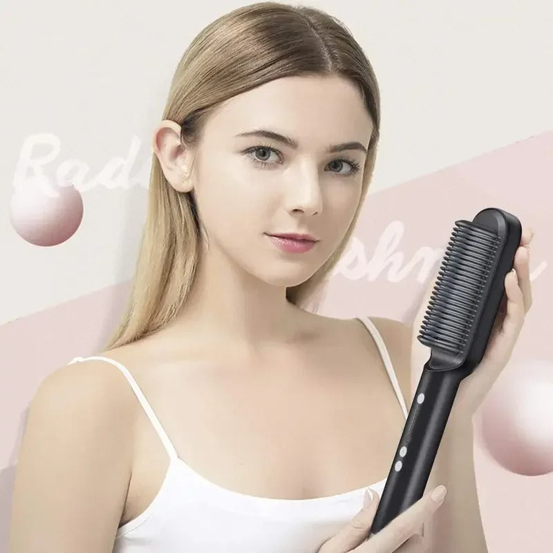 Hair Straightener Brush – 2 in 1 Fast Heating Straightening Comb (Dry & Wet Use)