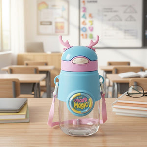 Fancy Style Mighty 3D Cartoon School Bottle – Kids Straw Water Bottle (Leakproof)