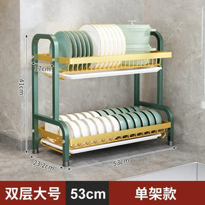 2 Layer Kitchen Dish Rack Organizer – Stainless Steel Plate & Utensil Holder