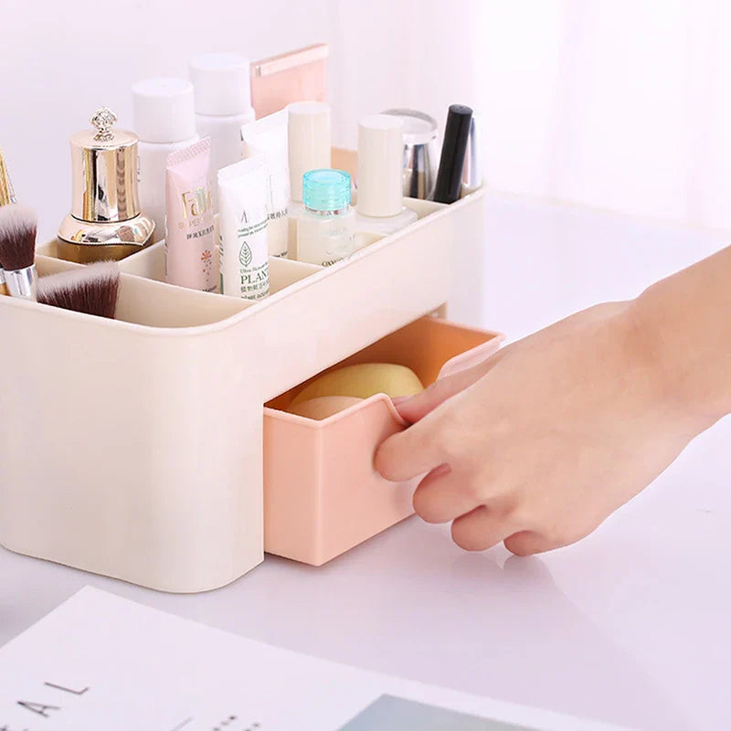 Cosmetic Organizer Box with Drawer – Makeup & Skincare Storage Holder