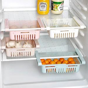 Pack of 2 Fridge Storage Basket – Adjustable Fridge Drawer Organizer | Sliding Storage Box for Fruits & Vegetables