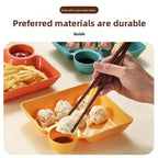 4pcs Dumpling Plate Set with Sauce Holder – Multi-Section Snack & Serving Plates