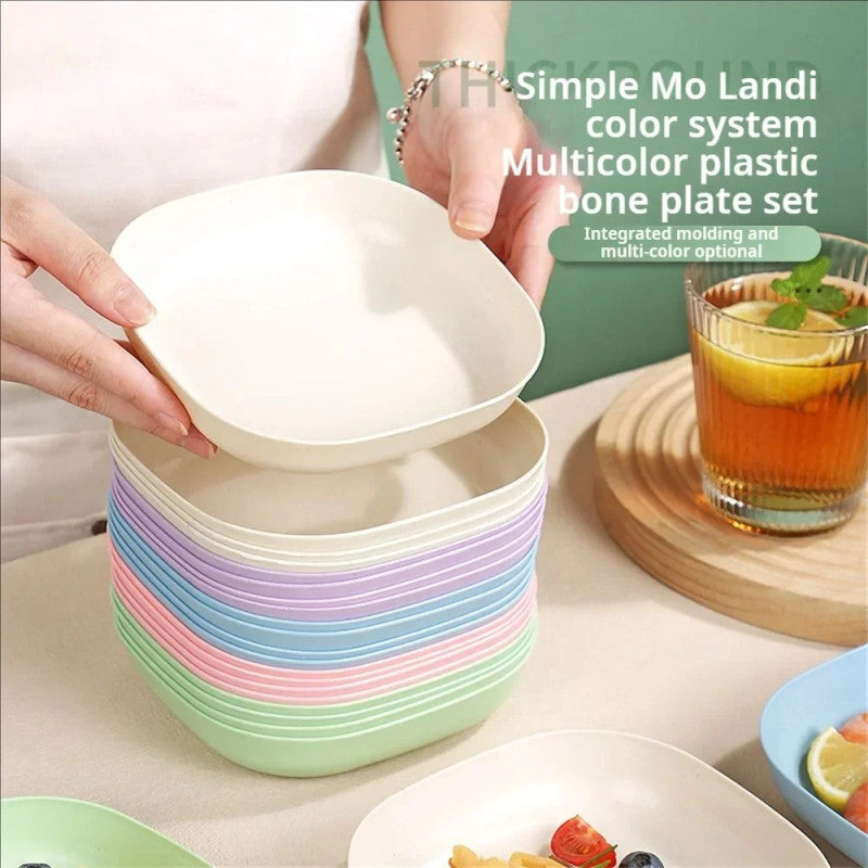 China Plate Set with Stand – Stylish Square Plates Set for Kitchen & Dining