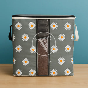 Pack of 2 Floral Large Storage Bag – Multipurpose Clothes & Blanket Organizer